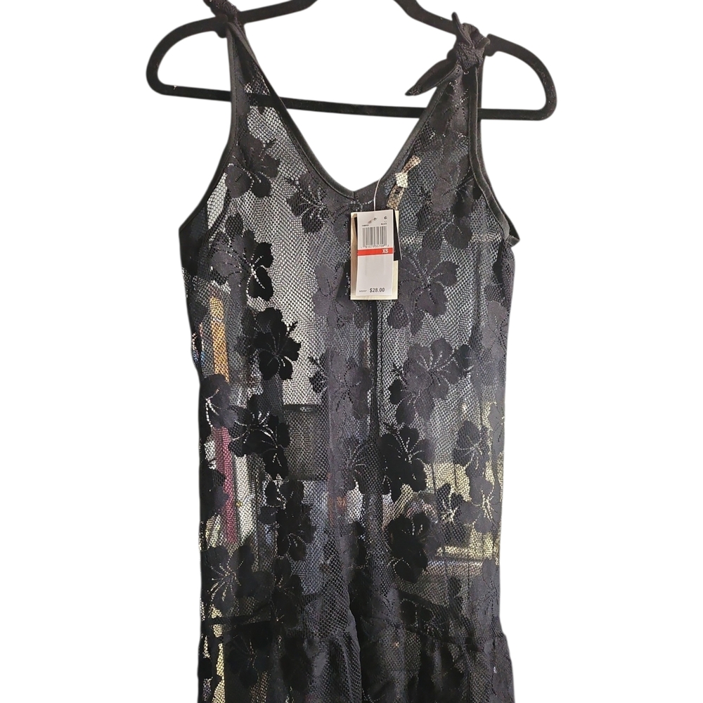Miken Black Floral Lace Mini Dress